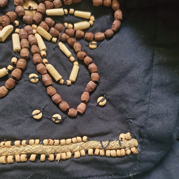 VINTAGE CASUAL CORNER WOOD BEAD and HEMP EMBELLISHED VEST - Picture 7 of 7